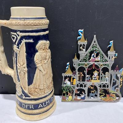 Wilhelm Schweizer “Fairytale Castle” Pewter Wall Hanging + German Stein
