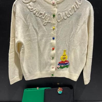 Vintage Cardigan, Original Coblentz Clutch & Milgrim Clutch