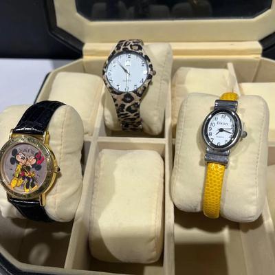 Watch Collection & Case Including Leather Band Disney, Eikon & Time Quartz Watches