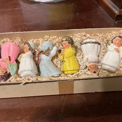 1950’s West Germany Glass Angel Ornament Set