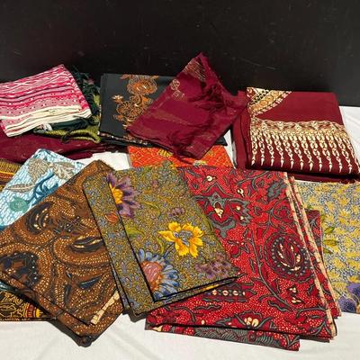 Collection Of Various Patterned Batik Fabrics & Scarves
