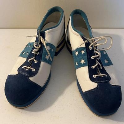 Vintage Brunswick Suede Bowling Shoes Saddle Stars Blue