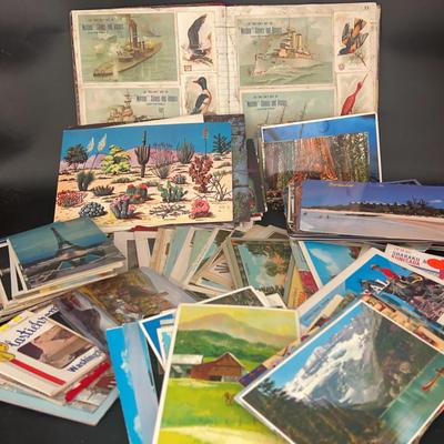 Vintage Postcard Collection  New And Used And Sticker Book