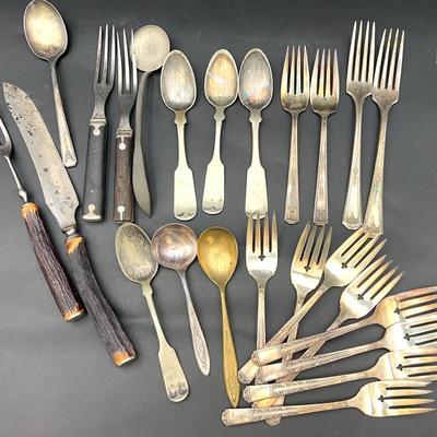 Antique And Vintage Cutlery, Vintage Antler Carving Set