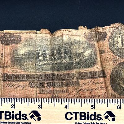 US Civil War Banknote 1864 Tender Ten Dollars
