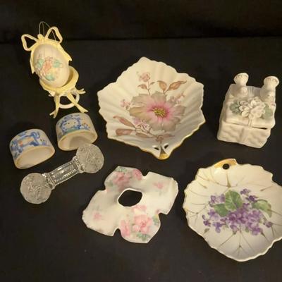 Porcelain Trinket Dishes, Glass Spoon Rest, Pottery Napkin Rings