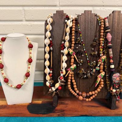 Collection of Vintage Native American/Island Style Beaded, Natural Seed and Rock Necklaces 