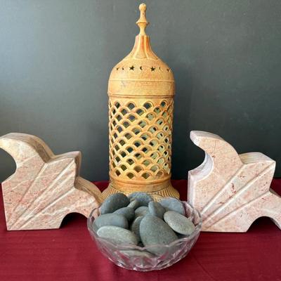 Marble Bookends, Sandstone Rocks & Incense/Candle Stand 