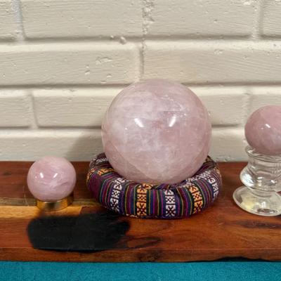3 Rose Quartz Spheres 