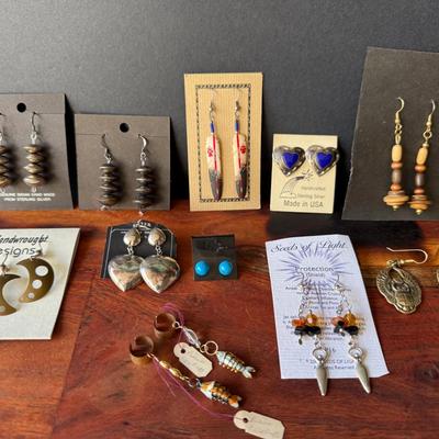 Amazing Collection of Handmade STERLING SILVER,Bone and other Earrings 