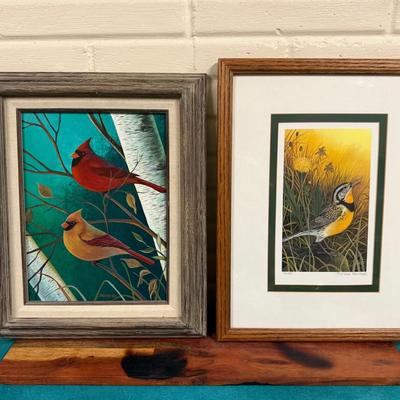 Pair of “Bird Art” Pieces 
(1) Painting (1) Print
By Therese Randall 