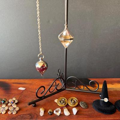 Collection of Pendants, costume rings & Meditation Pendulums  