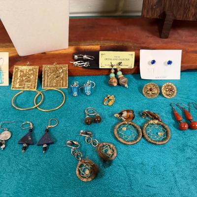 Collection of Vintage Earrings 
Includes (2) Pairs of Sterling Silver, Jasper 