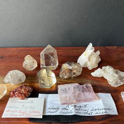 Collection of Various Items 
(Includes Vanadinite, Fadden Clusters, Clear Quartz, Kungite 