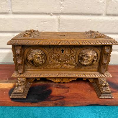 Vintage Spanish Wood-carved Decorative Box 