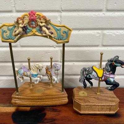 Vintage Carousel Horses Music Boxes (1) “The Great American Carousel Company” (1) “Wllits Group”