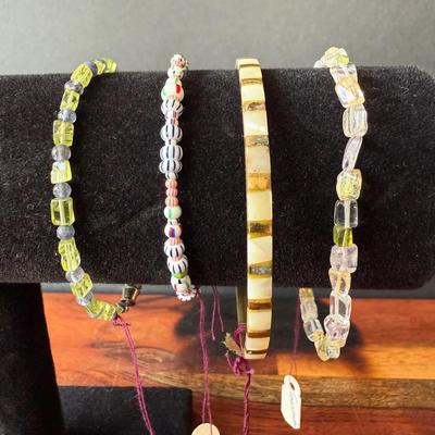 Beautiful, Handmade Mother of Pearl/Brass w/ Beaded Bracelet's 