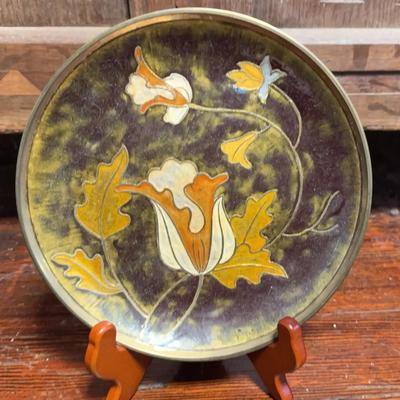 Mid-Century (c. 1960s–1970s) Brass “Made in India” Floral Decorative Plate – Commemorative / Reprodu