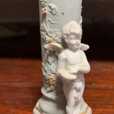 Cherub & Column Porcelain Bud Vase (c.1950s–1970s)
