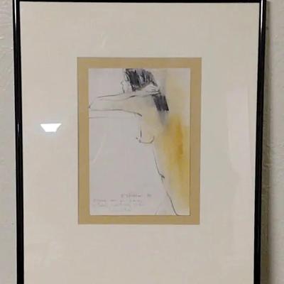 E. Shedden 1976 Charcoal Figure Drawing – “A Saucy One for Nancy” – Signed & Inscribed