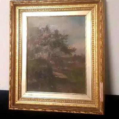 Barbizon-Style Landscape Oil on Panel in Original Gilt Frame
c. 1880–1910