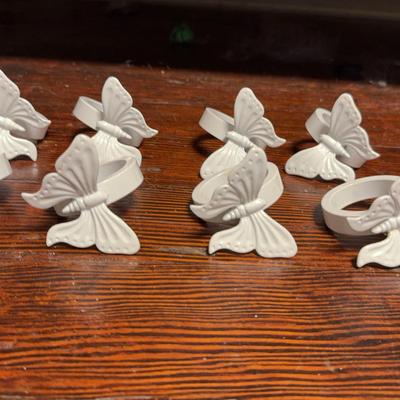 White Metal Butterfly Napkin Rings (8)