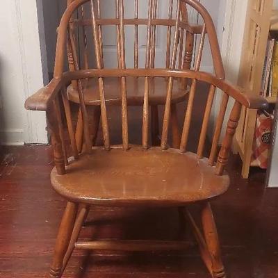 Pair of Wooden Windsor-Style Armchairs