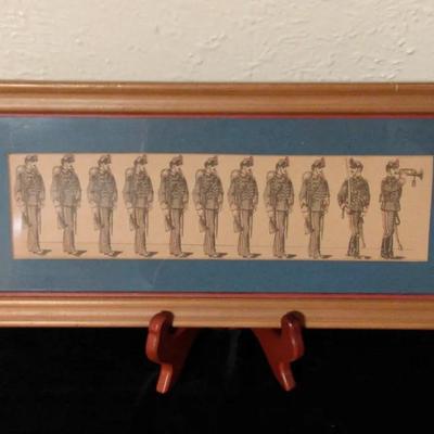 Framed Military Illustration Print – Attributed to Gustave Doré Style, Soldiers in Formation 