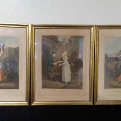 Hand-Colored Engraving / Lithograph Prints (Late 19th–Early 20th Century) – Genre Scenes