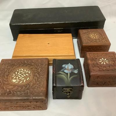 Decorative Wooden & Handcrafted Boxes – Carved, Inlaid, and Painted Assortment (c.1970s–1990s)