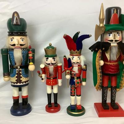 Wooden Nutcrackers – Soldiers, King, and Jester (c.1980s–1990s)