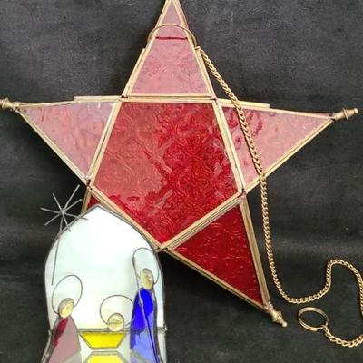Stained Glass Nativity & Large Red Star