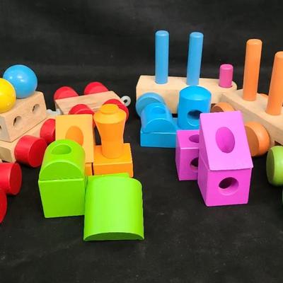 Bright Wooden Train & Shape Sorting Set – Montessori-Style Learning Toys (Modern)