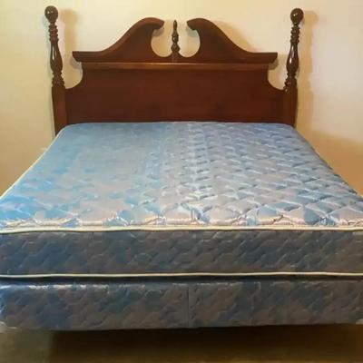 Dark Wood Headboard with Metal Frame & Sears “Emperial Sovereign” Mattress Set
