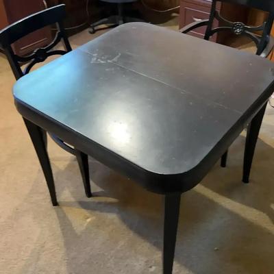 Expandable Black Wooden Table With Two Chairs