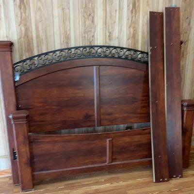 Wood and Iron Headboard & Footboard with Side Rails