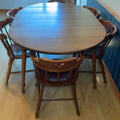 Vintage Tell City Seven-Piece Dining Table with Windsor Chairs
