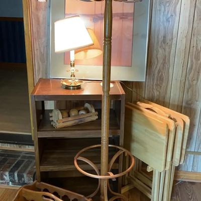 Wooden Furniture Collection with Coat Rack, Lamp & TV Trays