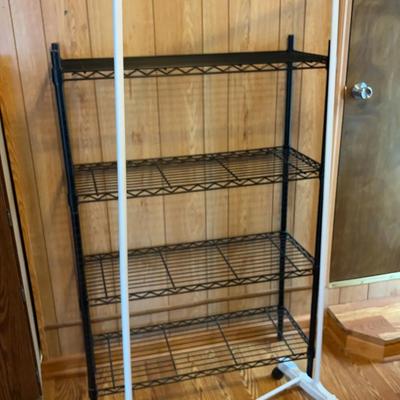 Metal Shelving Rack & Rolling Clothes Rack