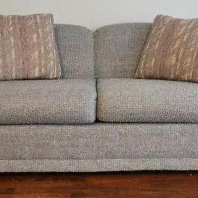 Contemporary Blue Loveseat with Matching Accent Pillows