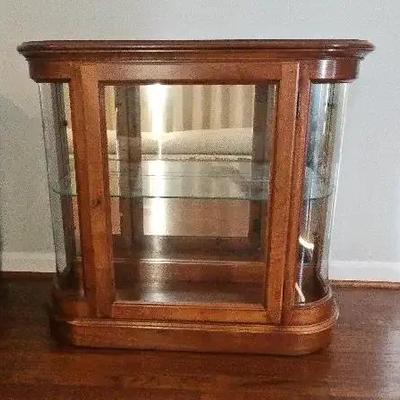 Lighted Glass & Wood Curio Display Cabinet