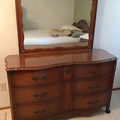 1960 French Provincial Dresser with Mirror