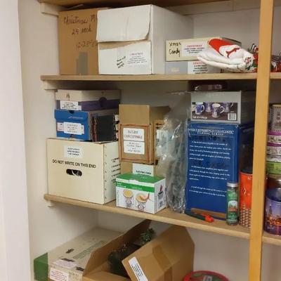 Christmas Decorations HUGE LOT - Metal Ornaments, Lighthouse, Mugs,vintage Tins