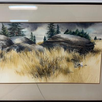 Original Watercolor “Lone Pine Landscape” by Karen Noice – Signed & Framed