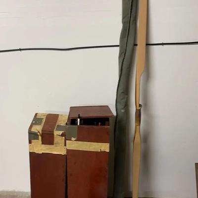 1960s–1970s Archery & Storage Lot – Wooden Recurve Bow, Cases & Accessories