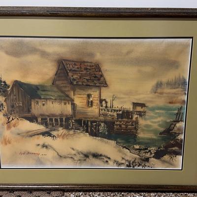 Original Watercolor Coastal Scene by Syd Browne, A.N.A. – Signed & Framed