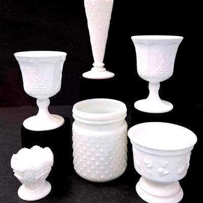 "L.E Smith" Bud Vase, "Indiana Colony" Goblets, & Others