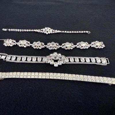 Wiesner of Miami Rhinestone Bracelet + 3 Vintage Rhinestone Bracelets (4 pcs)