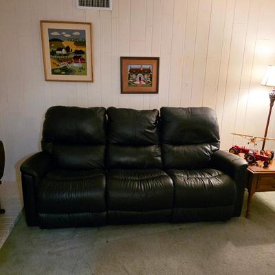 Sale Photo Thumbnail #88: Black leather power reclining sofa
