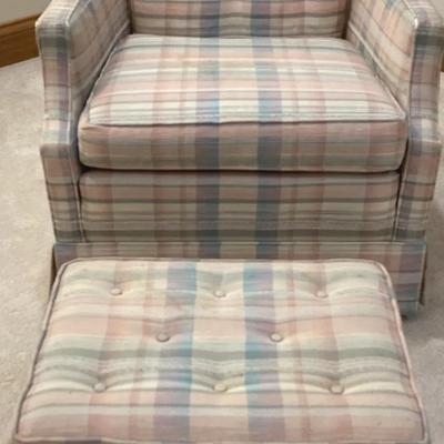 Plaid Chair and Footstool